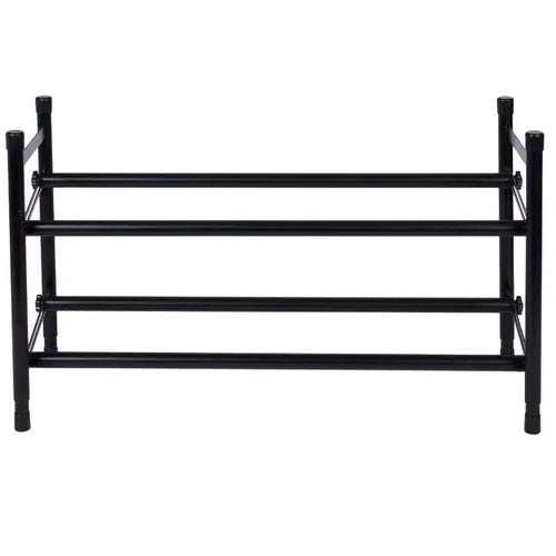 Organize It All 2 Tier Expandable, Stackable and Adjustable Shoe Rack Organizer Black: Iron Frame, Holds 12 Pairs, 46" Width