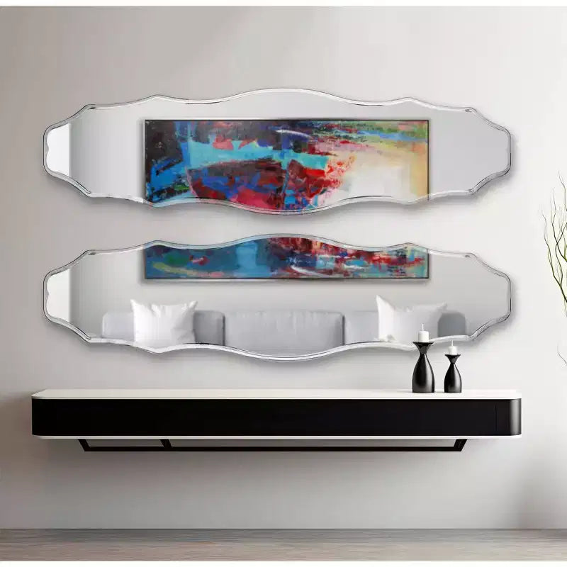 Specchio ovale da parete, cornice vintage a coste, finitura nichelata, 79 cm A x 53 cm L