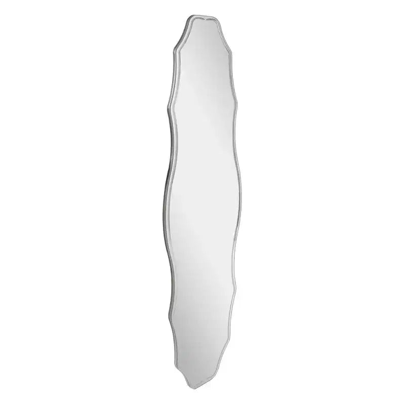 Specchio ovale da parete, cornice vintage a coste, finitura nichelata, 79 cm A x 53 cm L