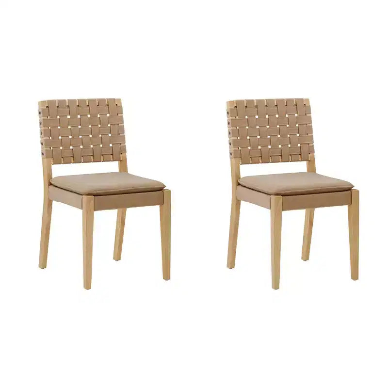 Set di 2 sedie da pranzo imbottite, similpelle marrone, altezza seduta 48 cm