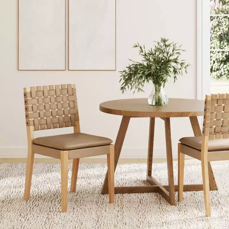 Set di 2 sedie da pranzo imbottite, similpelle marrone, altezza seduta 48 cm