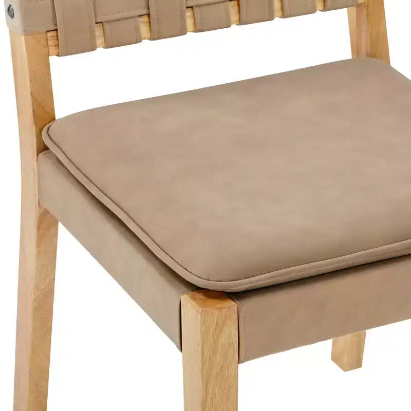Set di 2 sedie da pranzo imbottite, similpelle marrone, altezza seduta 48 cm