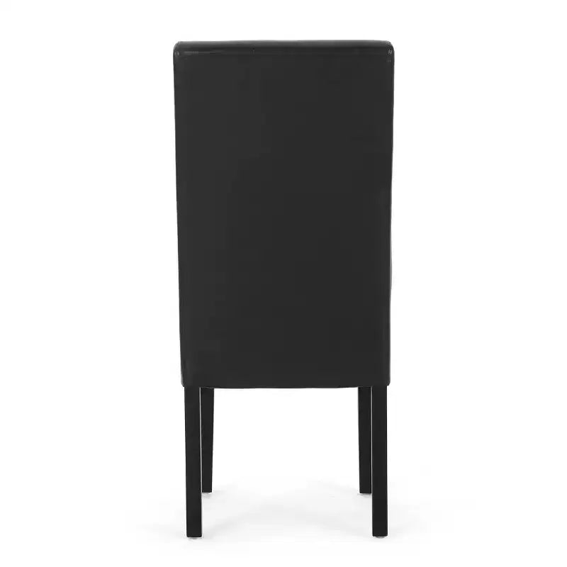 Set di 2 sedie da pranzo in similpelle, nero notte con gambe color espresso