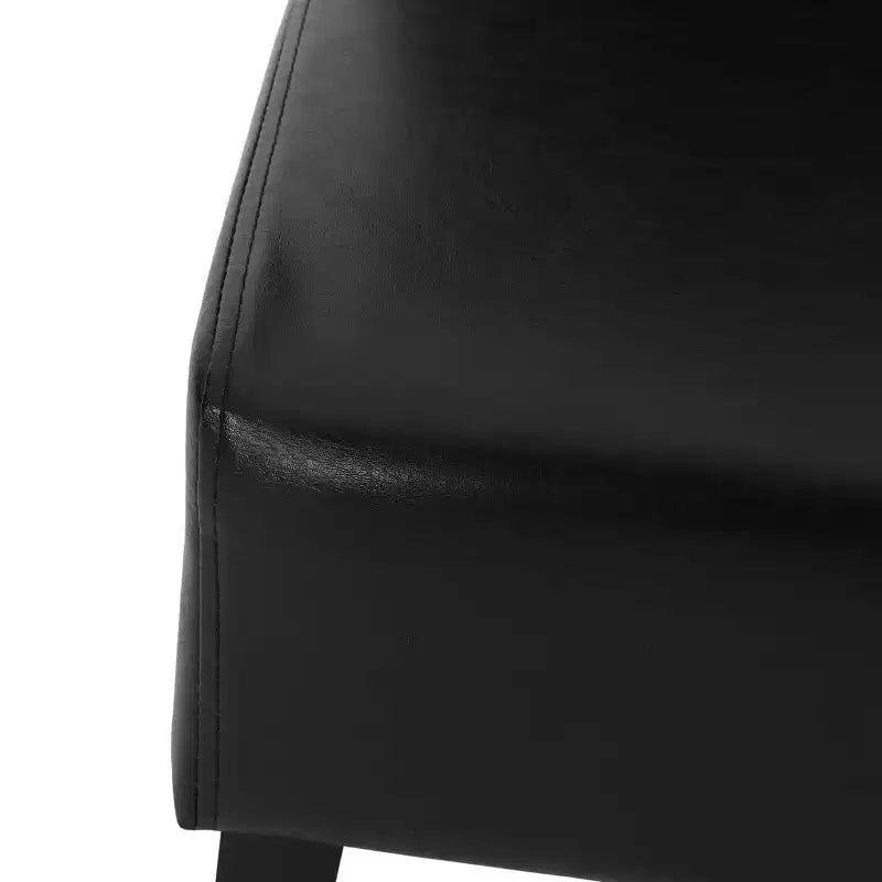 Set di 2 sedie da pranzo in similpelle, nero notte con gambe color espresso