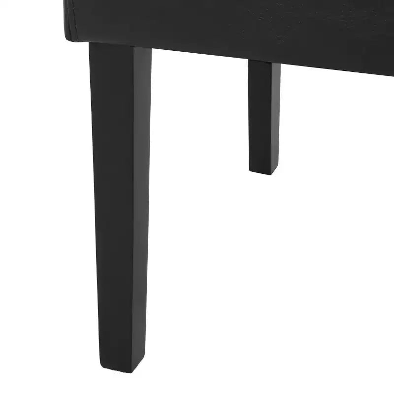 Set di 2 sedie da pranzo in similpelle, nero notte con gambe color espresso