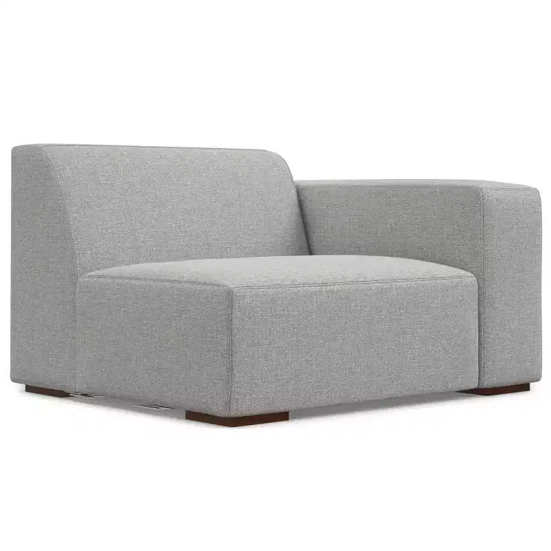 Divano a 2 posti con penisola a sinistra, grigio chiaro, design modulare