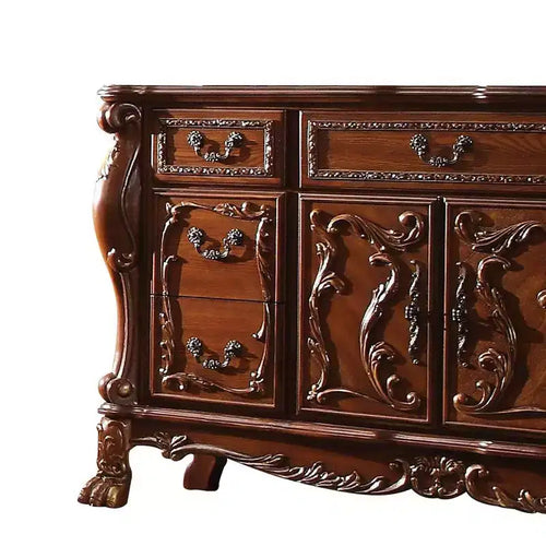 Comò a 6 cassetti, finitura rovere ciliegio, stile classico