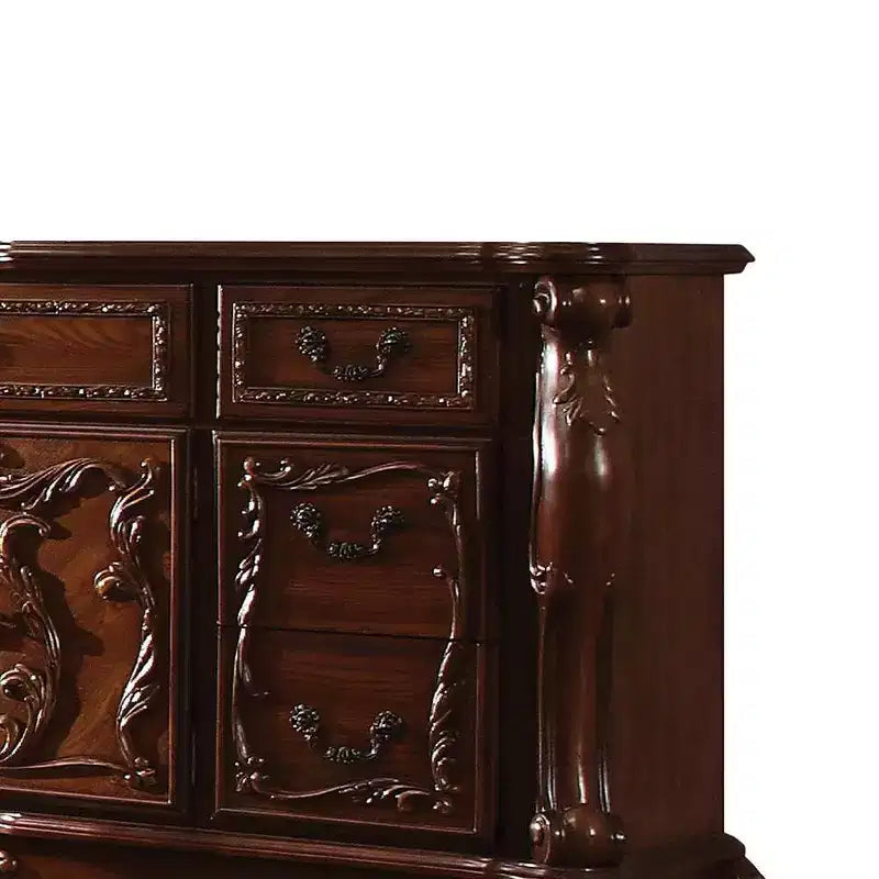 Comò a 6 cassetti, finitura rovere ciliegio, stile classico