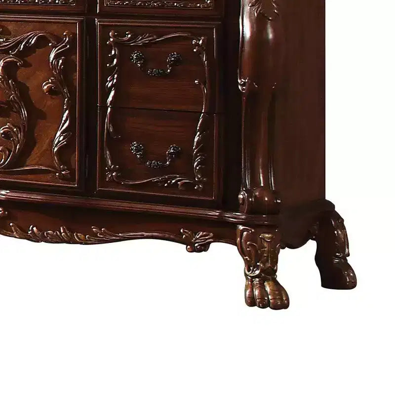 Comò a 6 cassetti, finitura rovere ciliegio, stile classico