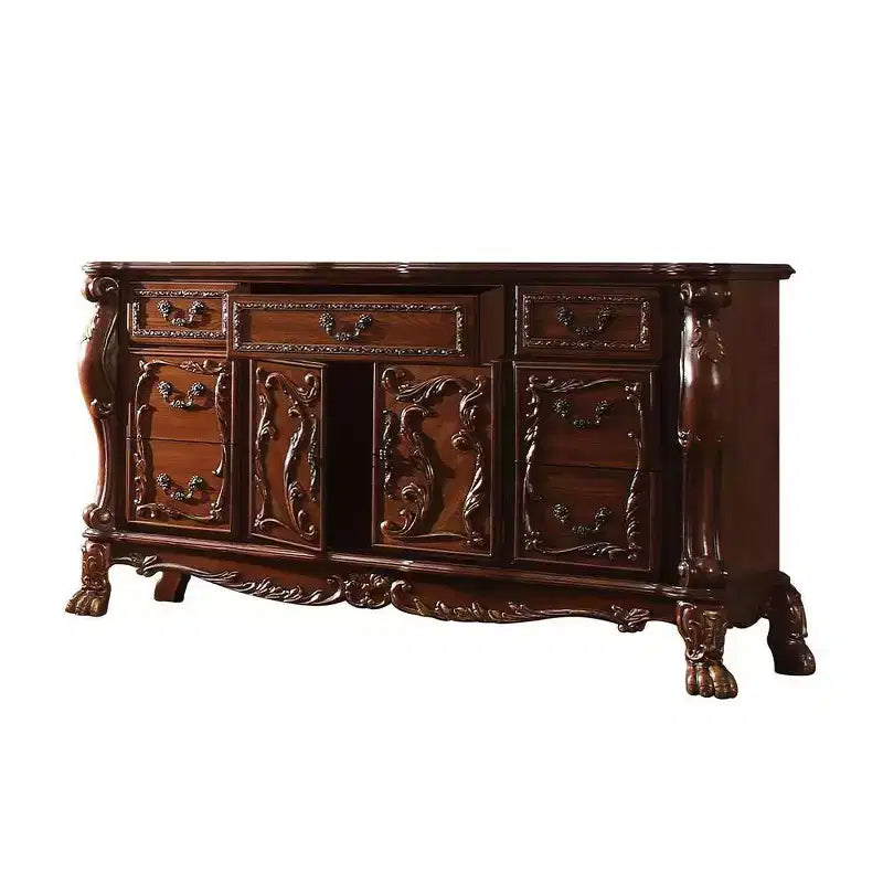 Comò a 6 cassetti, finitura rovere ciliegio, stile classico