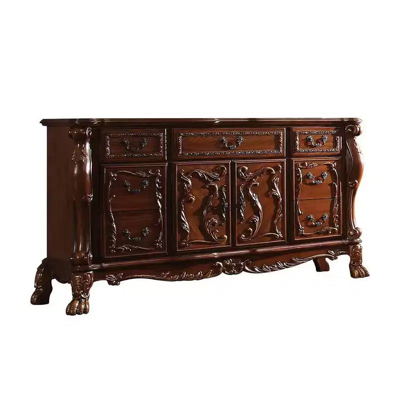 Comò a 6 cassetti, finitura rovere ciliegio, stile classico