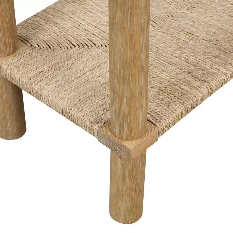Set di 2 Tavoli Console in Erba Marina, Marrone Chiaro