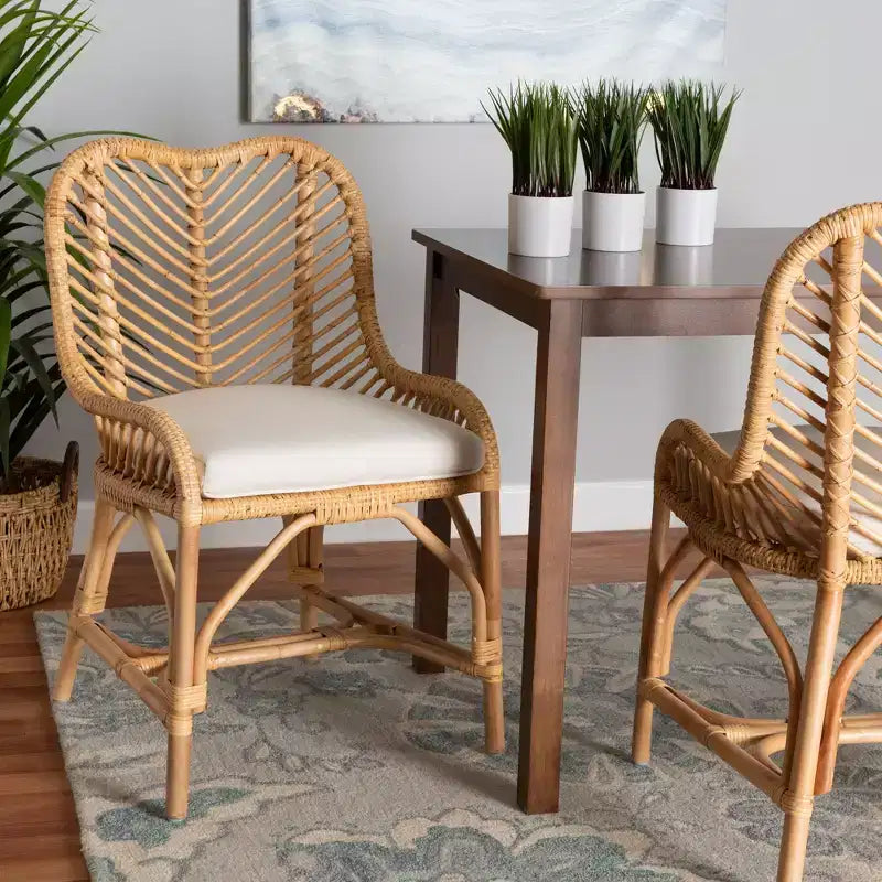 bali & pari Arween Modern Bohemian Natural Brown Rattan Dining Chair