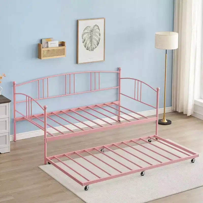 Divano Letto Singolo in Metallo con Letto Estraibile, Divano Trasformabile