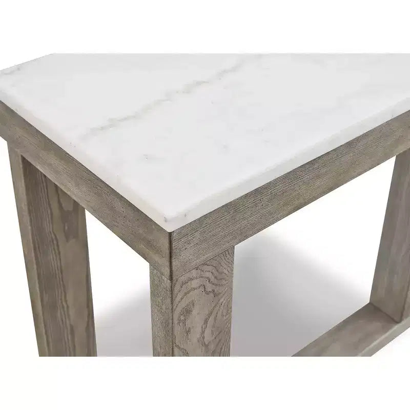 Tavolino da divano con piano in marmo, marrone e bianco