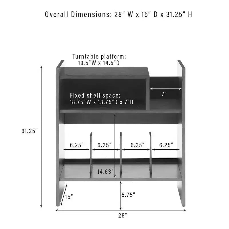 Mobile porta giradischi da 28" con ripiano