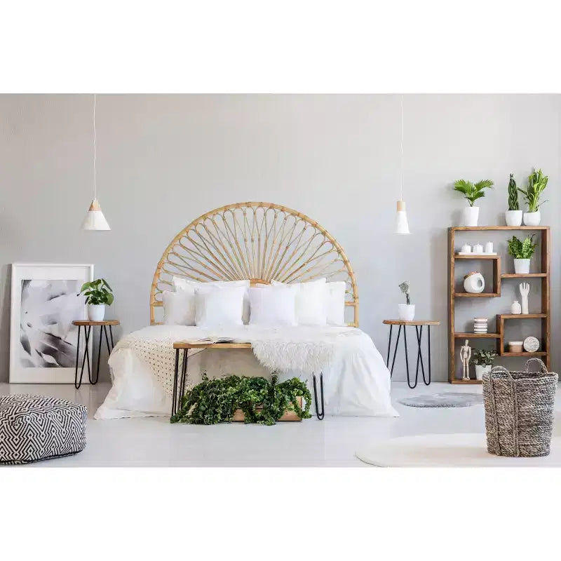 Testiera in Rattan Intrecciato, Stile Bohemien