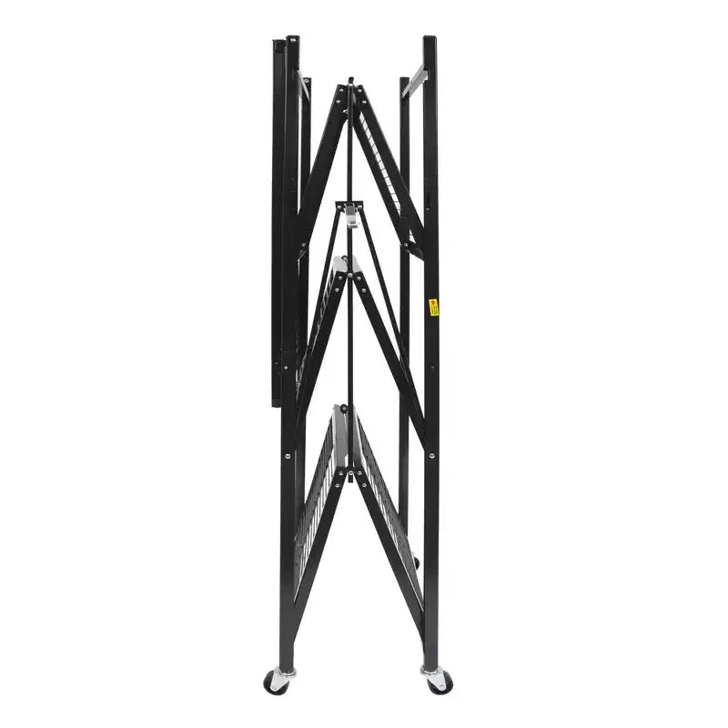 Scaffale pieghevole in metallo a 4 ripiani con ruote, capacità di 453 kg, nero (ricondizionato certificato)