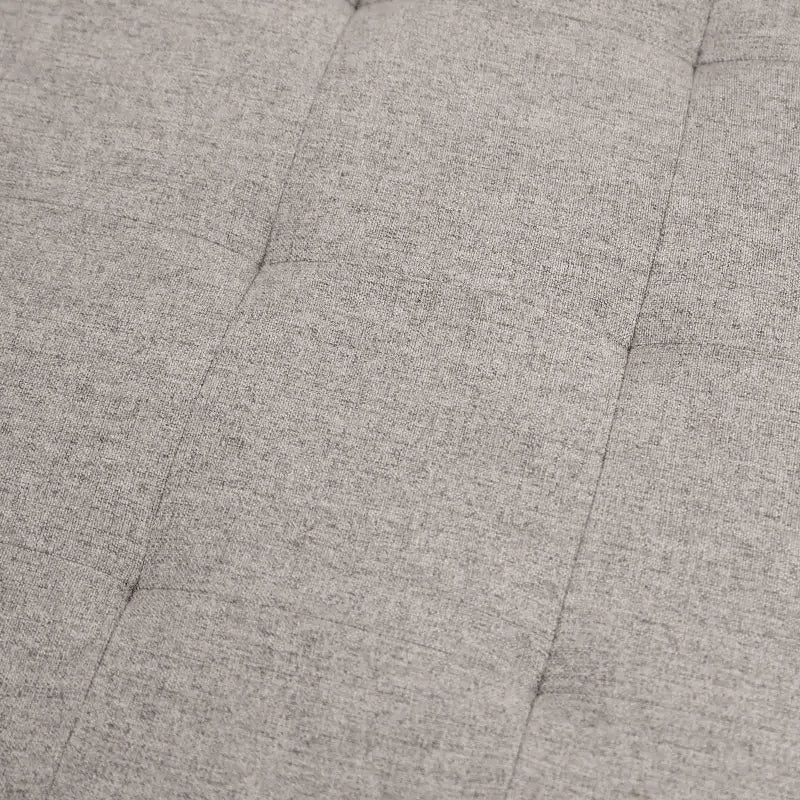 Pouf rotondo trapuntato, cotone lino, struttura in ferro, 86 cm di diametro