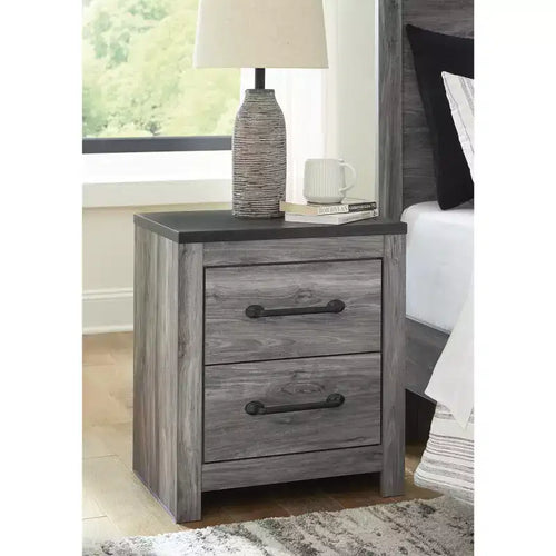 Comodino a 2 cassetti, grigio scuro, composito di legno, 21.7"L x 24.7"A x 15.6"P