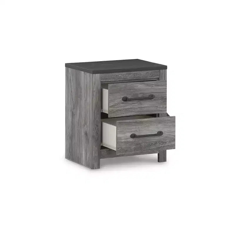 Comodino a 2 cassetti, grigio scuro, composito di legno, 21.7"L x 24.7"A x 15.6"P