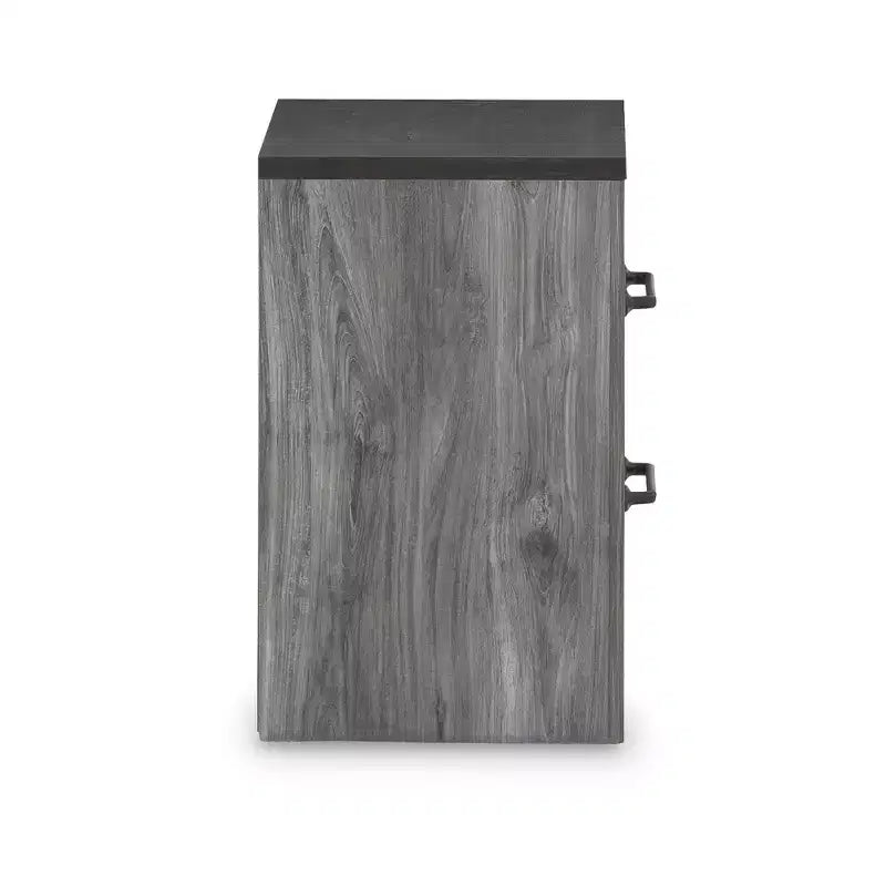 Comodino a 2 cassetti, grigio scuro, composito di legno, 21.7"L x 24.7"A x 15.6"P