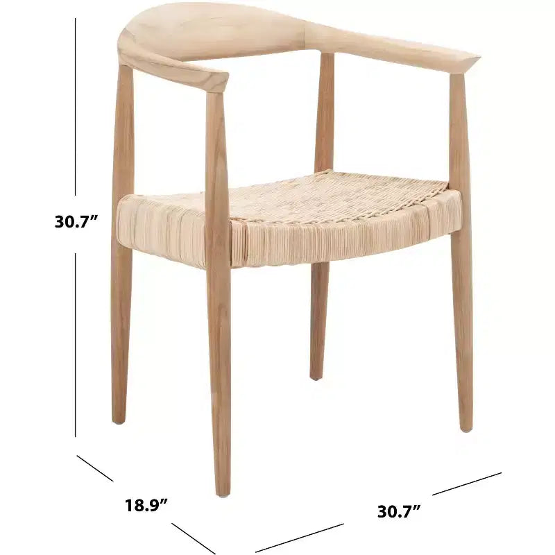 Poltrona con accenti in corda e rattan, naturale