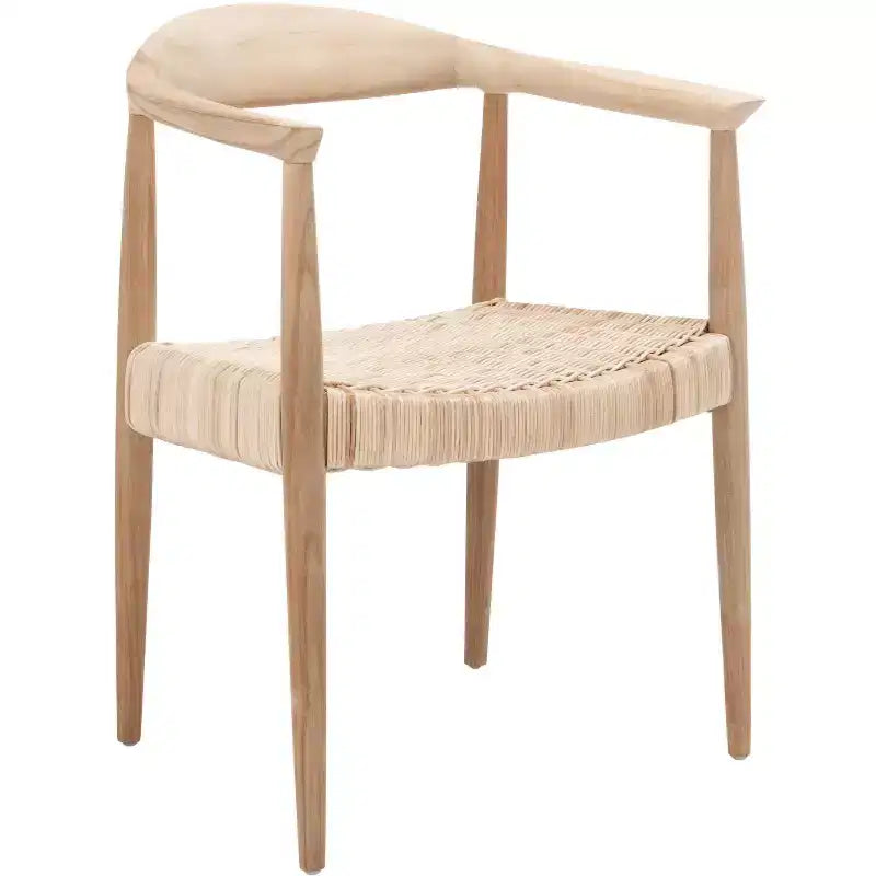Poltrona con accenti in corda e rattan, naturale
