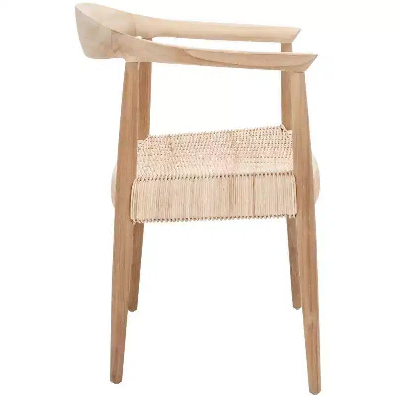 Poltrona con accenti in corda e rattan, naturale