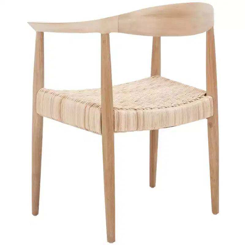 Poltrona con accenti in corda e rattan, naturale