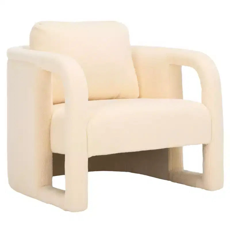 Poltroncina d'accento imbottita, tessuto color crema