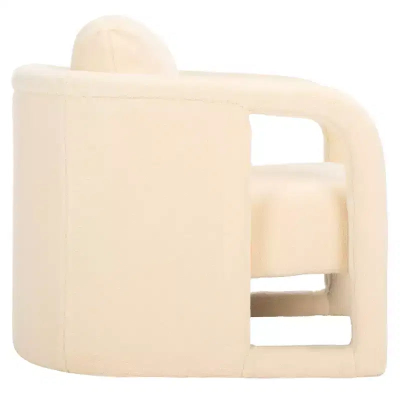 Poltroncina d'accento imbottita, tessuto color crema