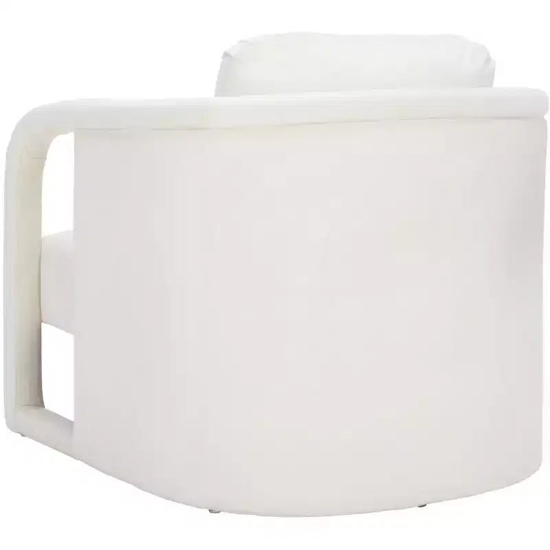 Poltroncina d'accento imbottita, tessuto color crema