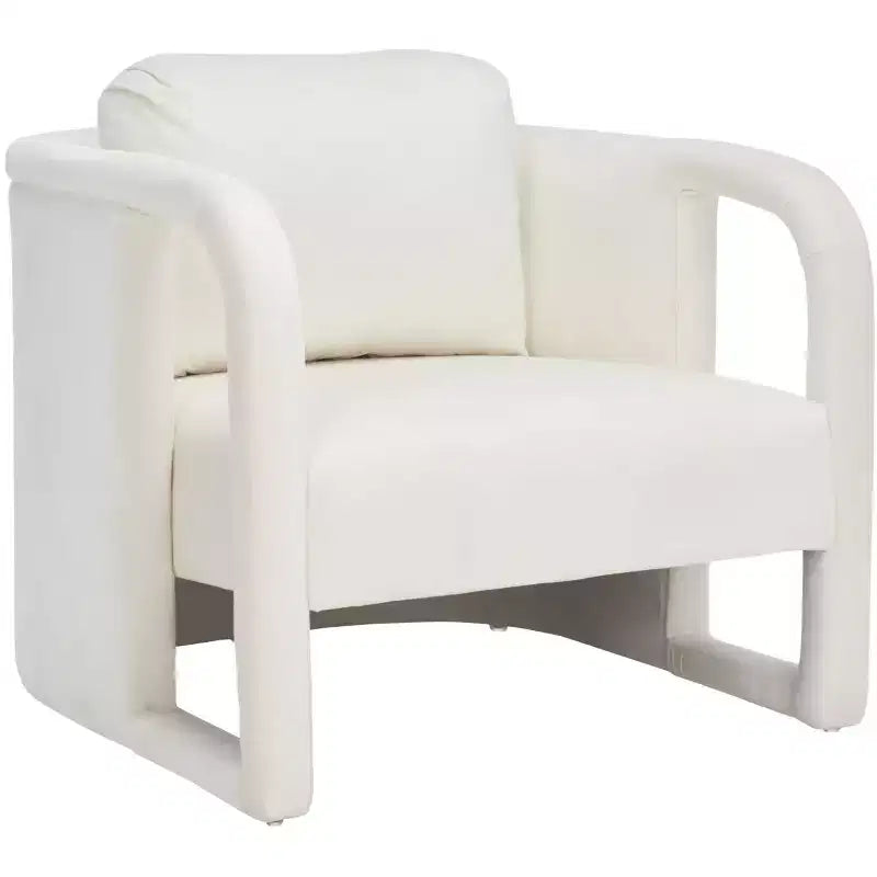 Poltroncina d'accento imbottita, tessuto color crema