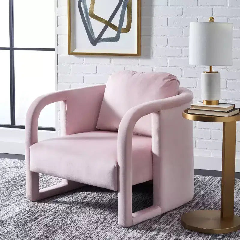 Poltroncina d'accento imbottita, tessuto color crema