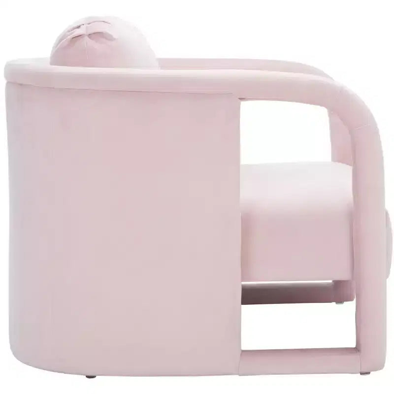 Poltroncina d'accento imbottita, tessuto color crema