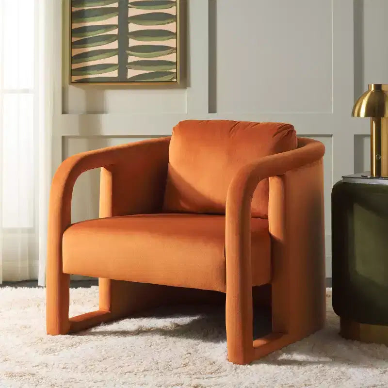 Poltroncina d'accento imbottita, tessuto color crema