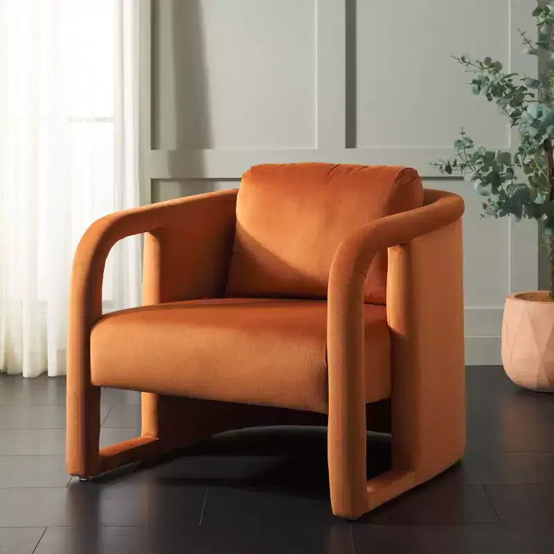 Poltroncina d'accento imbottita, tessuto color crema