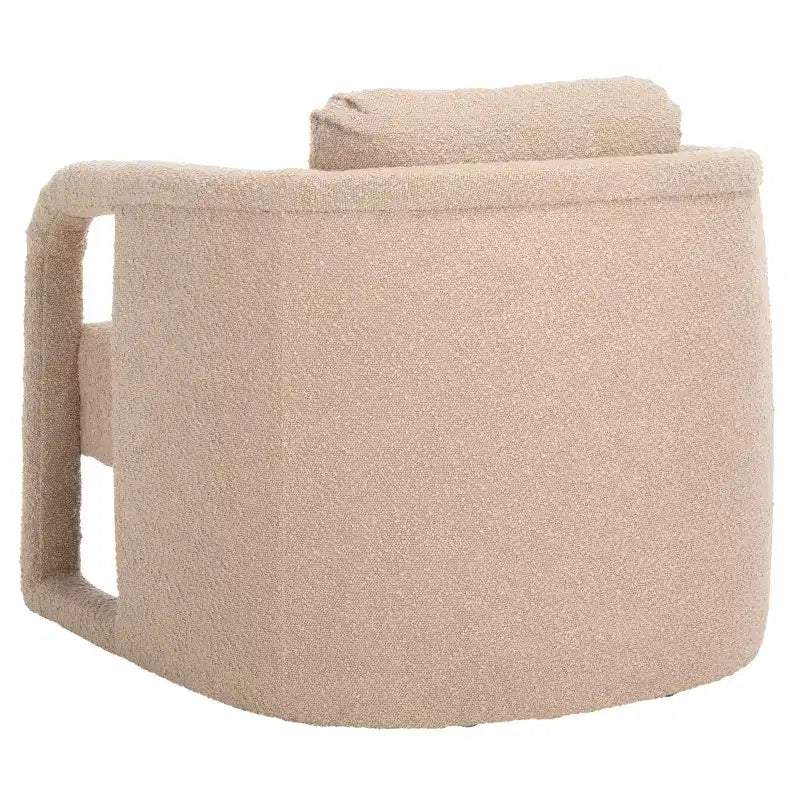 Poltroncina d'accento imbottita, tessuto color crema