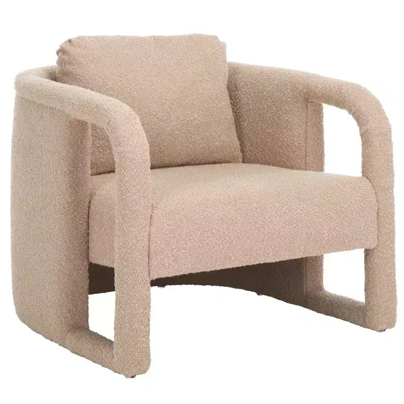 Poltroncina d'accento imbottita, tessuto color crema