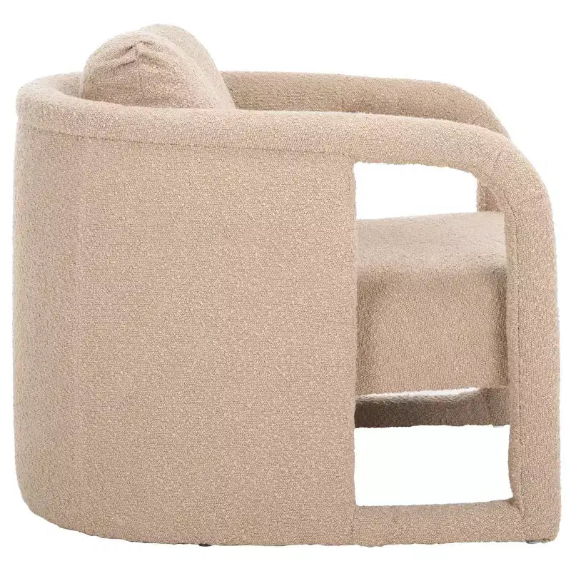 Poltroncina d'accento imbottita, tessuto color crema