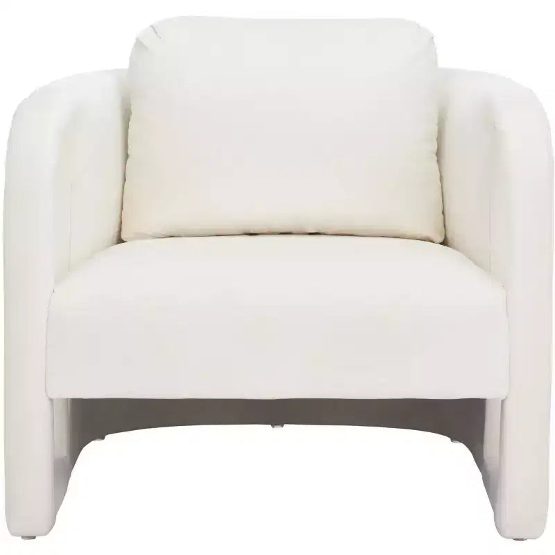 Poltroncina d'accento imbottita, tessuto color crema
