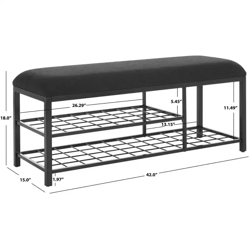 Panca a giorno con cuscino, nera, design minimalista