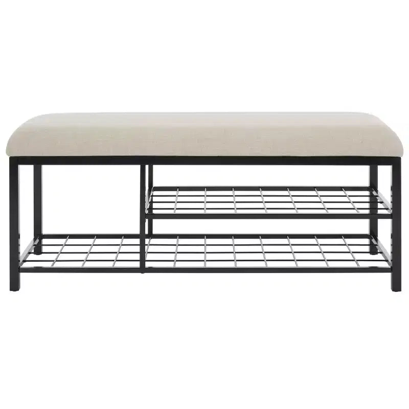 Panca a giorno con cuscino, nera, design minimalista