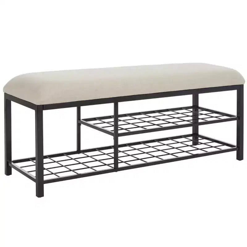 Panca a giorno con cuscino, nera, design minimalista