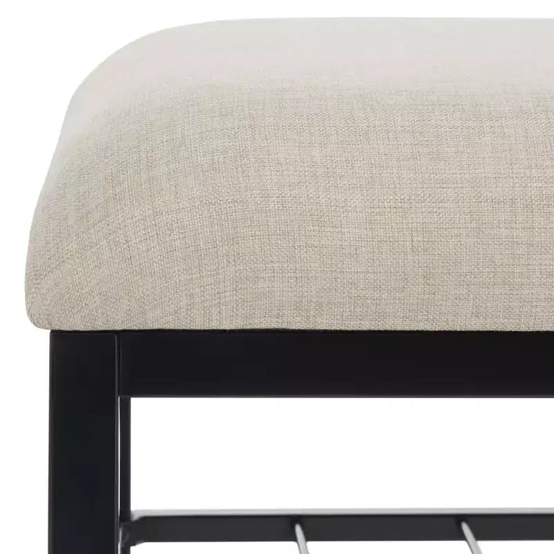 Panca a giorno con cuscino, nera, design minimalista