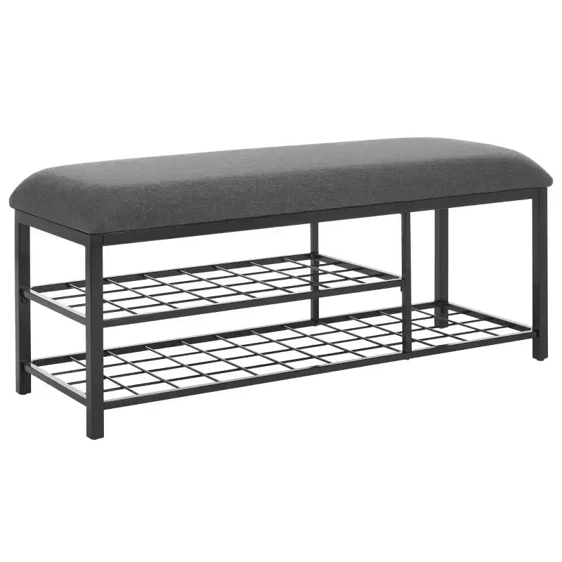 Panca a giorno con cuscino, nera, design minimalista
