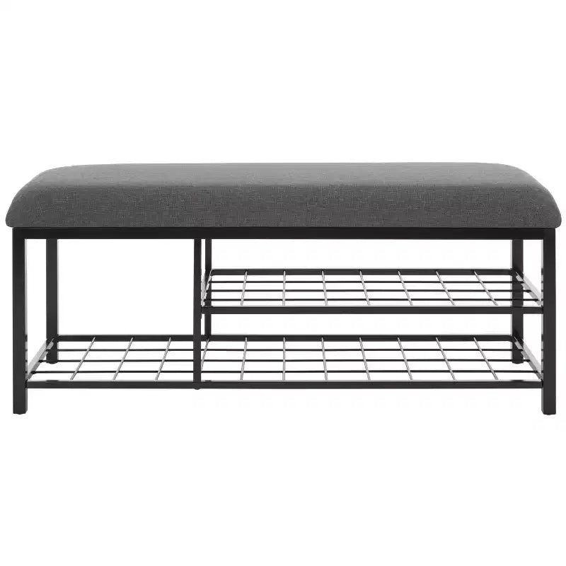 Panca a giorno con cuscino, nera, design minimalista
