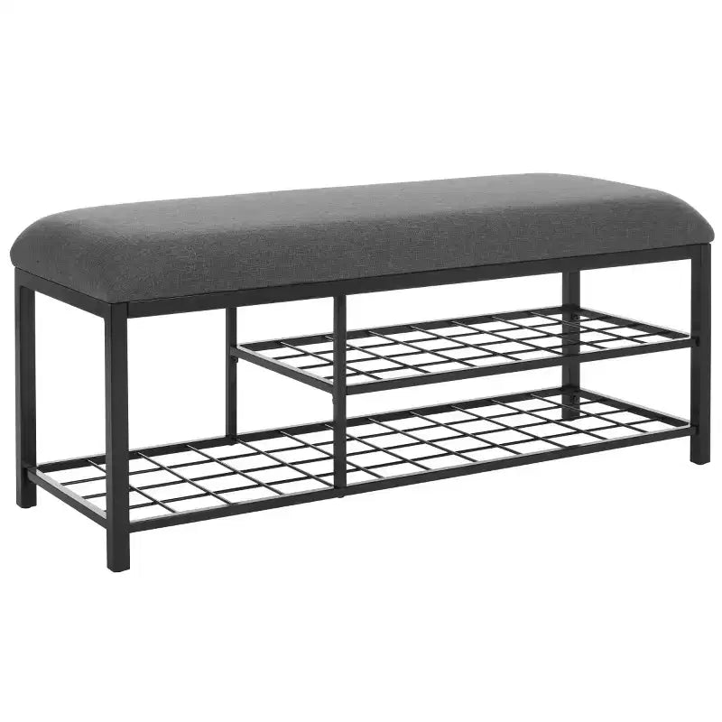 Panca a giorno con cuscino, nera, design minimalista