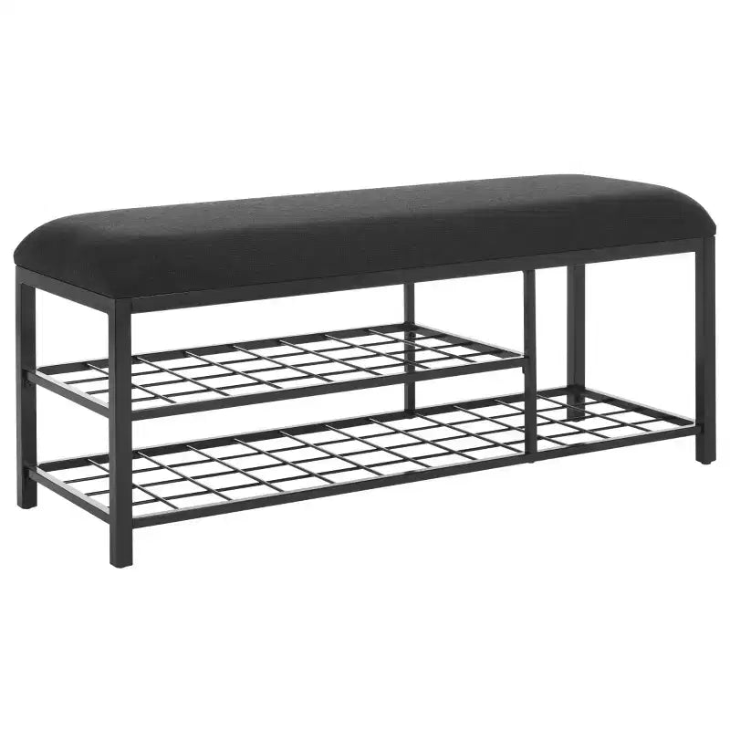Panca a giorno con cuscino, nera, design minimalista